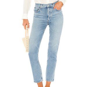 Agolde High Rise Straight Light Blue Jeans